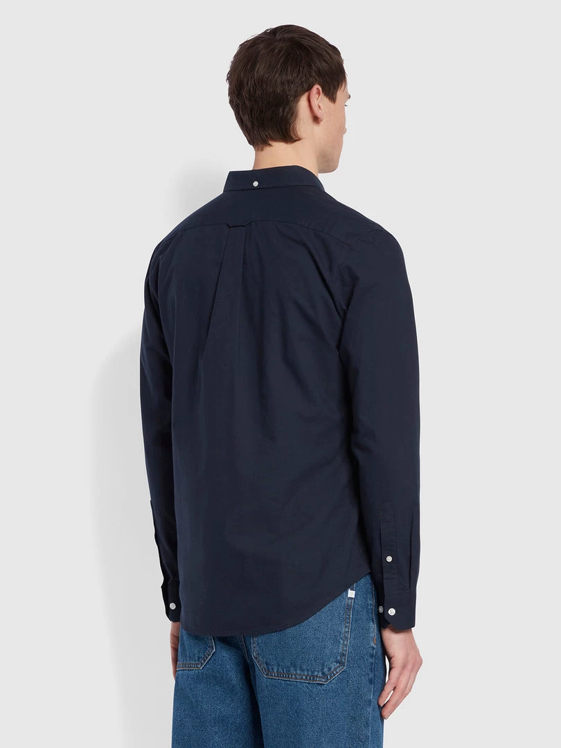Farah CLOTHING Brewer Slim Fit Organic Cotton Oxford Shirt In Navy 6 Farah CLOTHING Brewer Slim Fit Organic Cotton Oxford Shirt In Navy