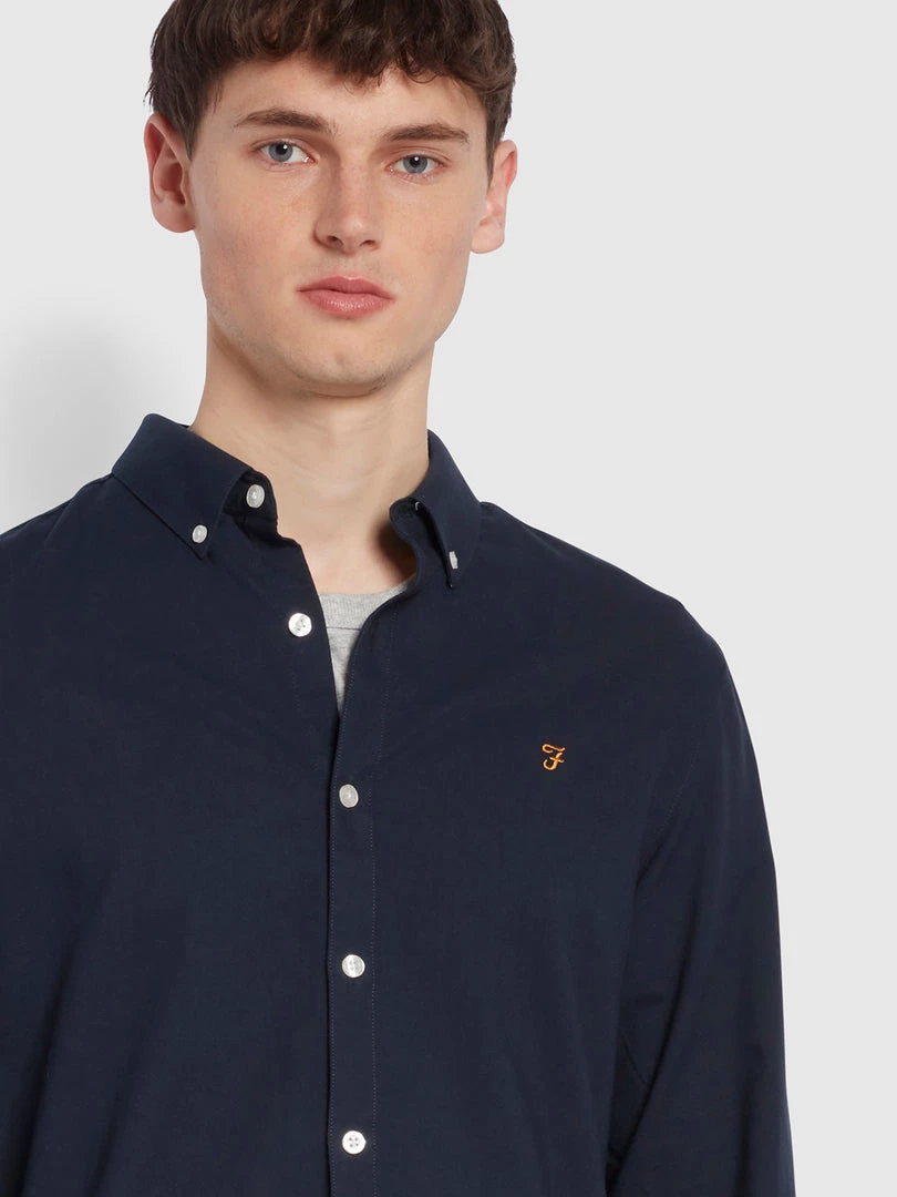 Farah CLOTHING Brewer Slim Fit Organic Cotton Oxford Shirt In Navy 5 Farah CLOTHING Brewer Slim Fit Organic Cotton Oxford Shirt In Navy
