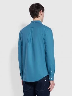 Farah Brewer Slim Fit Organic Cotton Oxford Shirt In Saxe 9 Farah Brewer Slim Fit Organic Cotton Oxford Shirt In Saxe