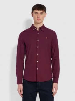 Farah Brewer Slim Fit Organic Cotton Oxford Shirt In Bordeaux