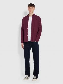 Farah Brewer Slim Fit Organic Cotton Oxford Shirt In Bordeaux