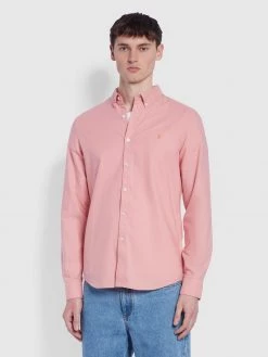 Farah CLOTHING Brewer Slim Fit Organic Cotton Oxford Shirt In Pink Rose