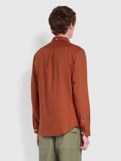 Farah Brewer Slim Fit Organic Cotton Oxford Shirt In Red Cognac