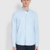 Farah Brewer Slim Fit Organic Cotton Oxford Shirt In Sky Blue 2 Farah Brewer Slim Fit Organic Cotton Oxford Shirt In Sky Blue