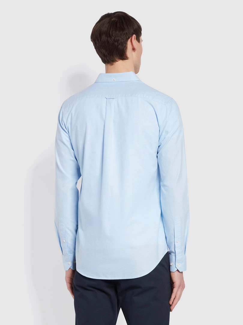 Farah Brewer Slim Fit Organic Cotton Oxford Shirt In Sky Blue 6 Farah Brewer Slim Fit Organic Cotton Oxford Shirt In Sky Blue