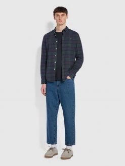 Farah Brewer Slim Fit Check Organic Cotton Oxford Shirt In Woodland Pine CLOTHING