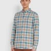 Farah CLOTHING Brewer Slim Fit Check Organic Cotton Oxford Shirt In Saxe 2 Farah CLOTHING Brewer Slim Fit Check Organic Cotton Oxford Shirt In Saxe