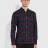 Brewer Slim Fit Check Organic Cotton Oxford Shirt In Farah Red 2 Brewer Slim Fit Check Organic Cotton Oxford Shirt In Farah Red