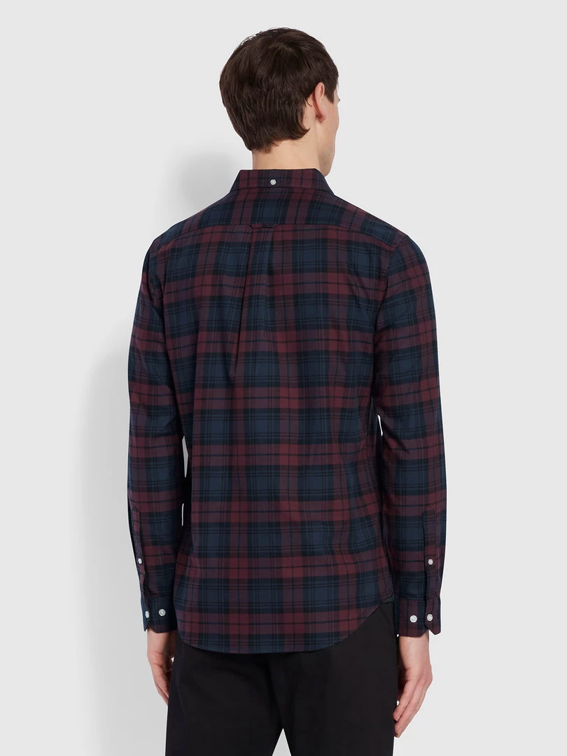 Brewer Slim Fit Check Organic Cotton Oxford Shirt In Farah Red 6 Brewer Slim Fit Check Organic Cotton Oxford Shirt In Farah Red