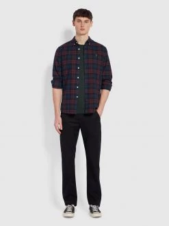 Brewer Slim Fit Check Organic Cotton Oxford Shirt In Farah Red
