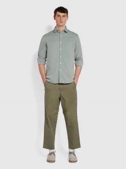Farah Shirts Hampson Casual Fit Organic Cotton Twill Shirt In Pine Green