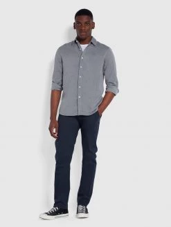 Farah Hampson Casual Fit Organic Cotton Twill Shirt In True Navy CLOTHING