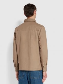 Farah Rockfield Relaxed Fit Organic Cotton Shacket In Smoky Brown CLOTHING