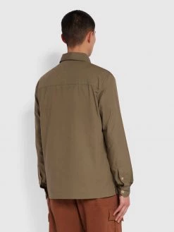 Farah CLOTHING Rockfield Relaxed Fit Organic Cotton Shacket In Vintage Green