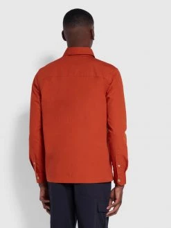 Farah CLOTHING Rockfield Relaxed Fit Organic Cotton Shacket In Raw Umber