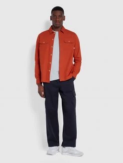 Farah CLOTHING Rockfield Relaxed Fit Organic Cotton Shacket In Raw Umber