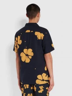 Farah Maddix Casual Fit Short Sleeve Shirt In True Navy CLOTHING