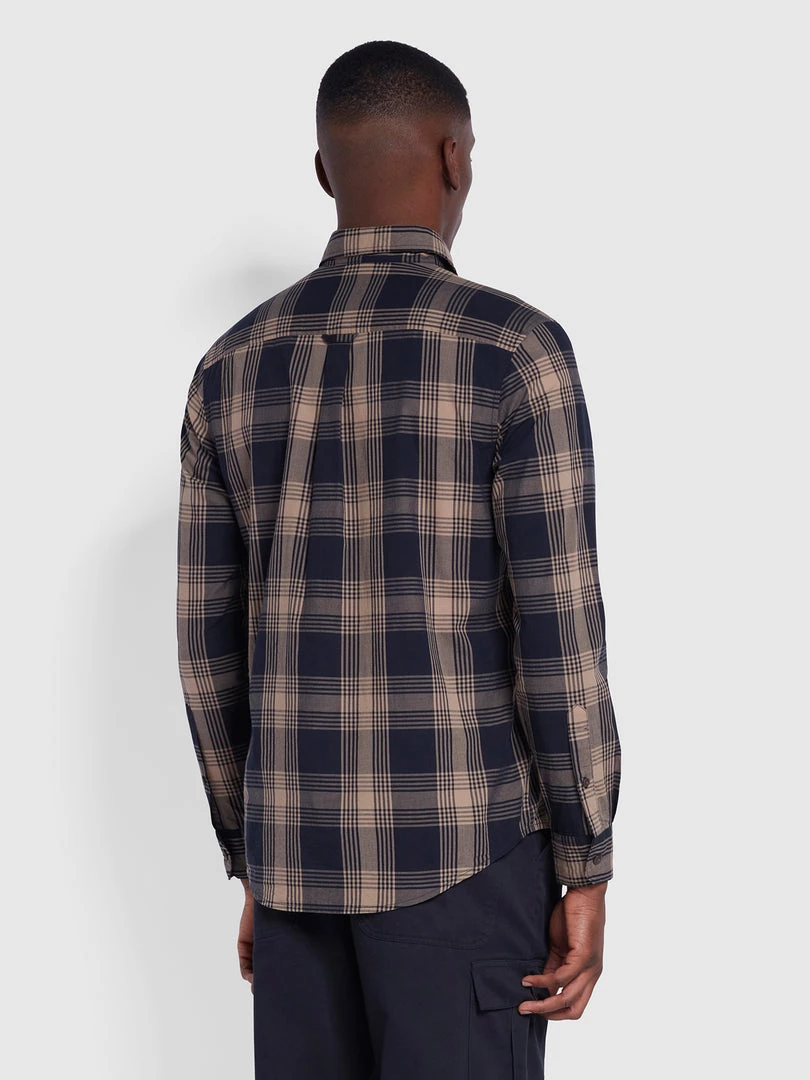 Farah Shirts Garner Casual Fit Organic Cotton Check Shirt In True Navy 6 Farah Shirts Garner Casual Fit Organic Cotton Check Shirt In True Navy