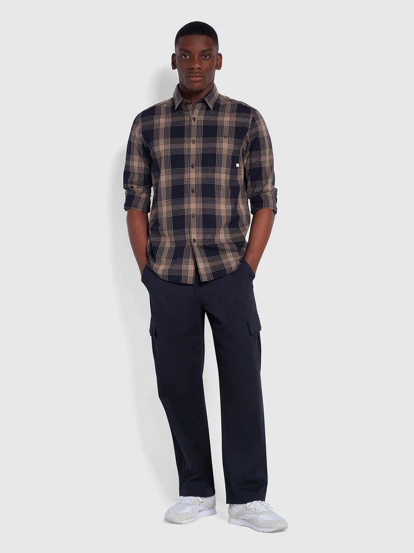 Farah Shirts Garner Casual Fit Organic Cotton Check Shirt In True Navy 4 Farah Shirts Garner Casual Fit Organic Cotton Check Shirt In True Navy