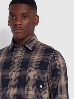 Farah Shirts Garner Casual Fit Organic Cotton Check Shirt In True Navy 9 Farah Shirts Garner Casual Fit Organic Cotton Check Shirt In True Navy