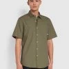 Farah Wolstencroft Organic Cotton Short Sleeve Shirt In Vintage Green Shirts