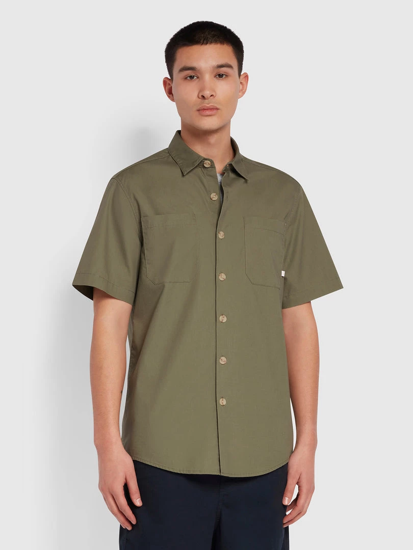 Farah Wolstencroft Organic Cotton Short Sleeve Shirt In Vintage Green Shirts 3 Farah Wolstencroft Organic Cotton Short Sleeve Shirt In Vintage Green Shirts