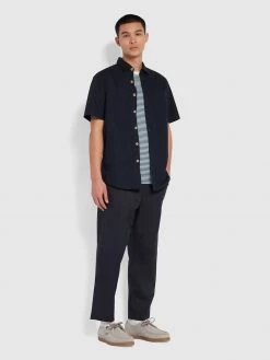 Farah Shirts Wolstencroft Organic Cotton Short Sleeve Shirt In True Navy 11 Farah Shirts Wolstencroft Organic Cotton Short Sleeve Shirt In True Navy