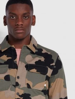 Farah Leckie Relaxed Fit Organic Cotton Shacket In Vintage Green