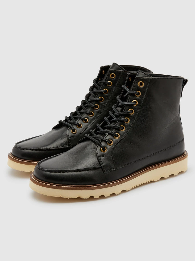 Farah Pantego Deck Boot In Jet Black 3 Farah Pantego Deck Boot In Jet Black