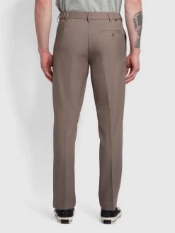 Farah Roachman Flexi Waist Trousers In Dark Taupe