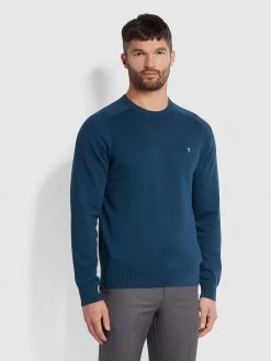 Stern Cotton Crew Jumper In Farah Teal