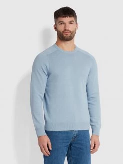Stern Cotton Crew Jumper In Farah Blue Grey Farah Mainline