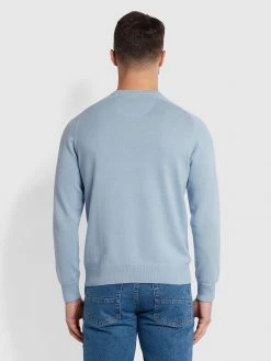 Stern Cotton Crew Jumper In Farah Blue Grey Farah Mainline