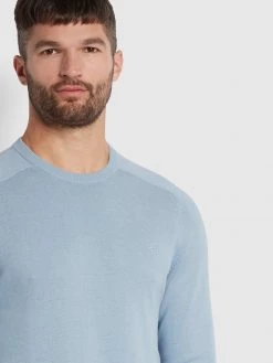 Stern Cotton Crew Jumper In Farah Blue Grey Farah Mainline