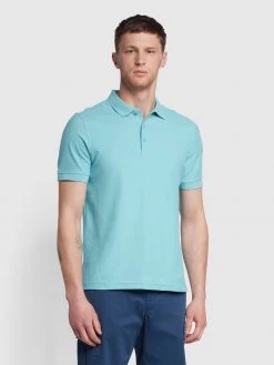 Farah Cove Short Sleeve Polo Shirt In Quarry Blue