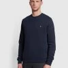 Farah Fulwood Crew Neck Sweatshirt In Navy