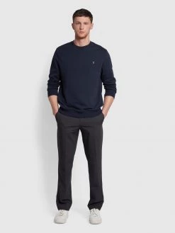Farah Fulwood Crew Neck Sweatshirt In Navy