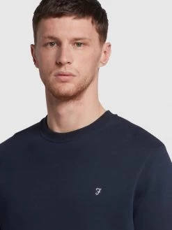 Farah Fulwood Crew Neck Sweatshirt In Navy