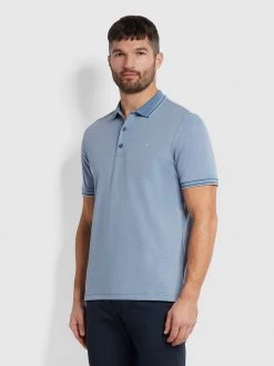 Farah Moores Polo Shirt In Dusky Blue Farah Mainline