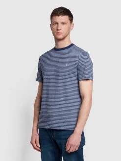 Farah Auburn Stripe T-Shirt In Midnight Blue Farah Mainline