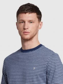 Farah Auburn Stripe T-Shirt In Midnight Blue Farah Mainline