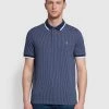 Farah Marshall Short Sleeve Polo Shirt In Midnight Blue