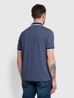 Farah Marshall Short Sleeve Polo Shirt In Midnight Blue