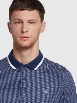 Farah Marshall Short Sleeve Polo Shirt In Midnight Blue