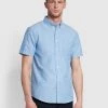 Farah Drayton Short Sleeve Oxford Shirt In Regatta Blue Plus Size