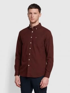 Farah Drayton Oxford Shirt In Archive Burgundy