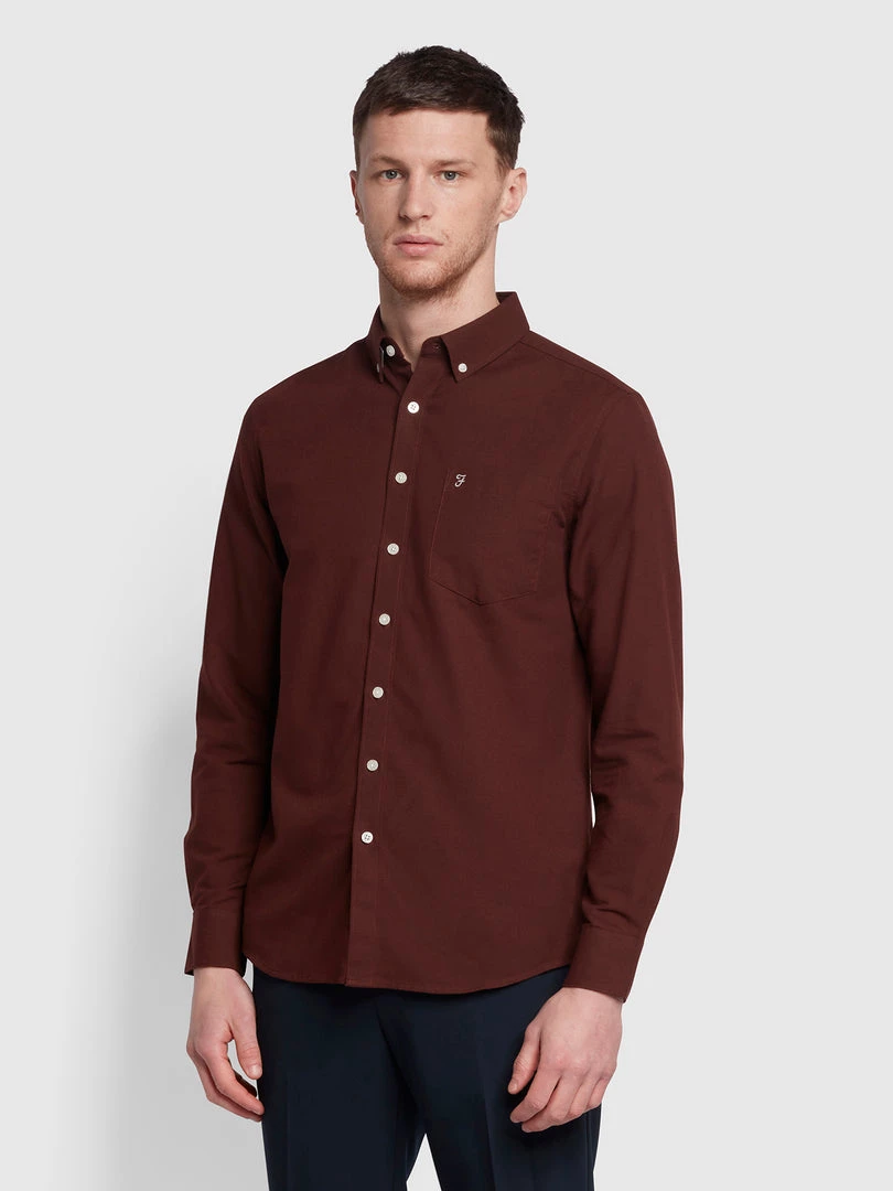 Farah Drayton Oxford Shirt In Archive Burgundy 3 Farah Drayton Oxford Shirt In Archive Burgundy