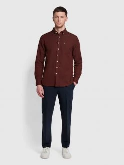 Farah Drayton Oxford Shirt In Archive Burgundy