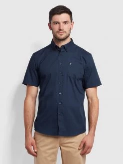 Farah Farah Mainline Patterson Shirt In Dark Blue