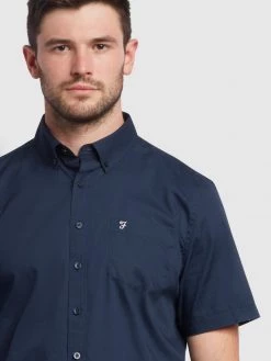 Farah Farah Mainline Patterson Shirt In Dark Blue